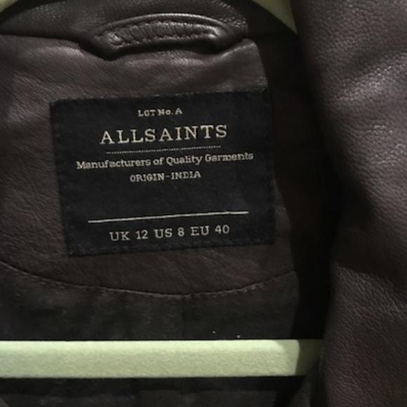 Dark Brown All Saints Leather Jacket - Picture 5 of 5